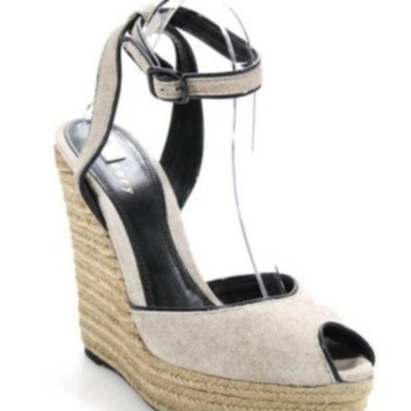 Theory Shoes - Theory Suede Womens  Peep Toe Espadrille Platform  Wedges Blue Trim Heels